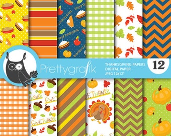 Thanksgiving digital patterns, commercial use, scrapbook papers, background  - PS814