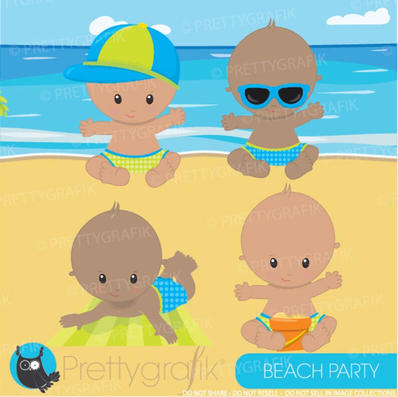 Beach Baby boys clipart commercial use, vector graphics, vacation baby digital clip art, digital images CL893 image 2