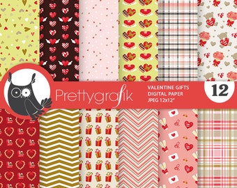 Valentine Gifts,  papers, commercial use, scrapbook papers, background - PS1276