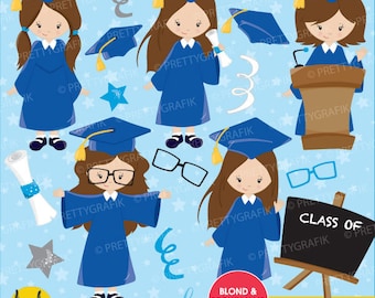 Graduation girls clipart commercial use, vector graphics, digital clip art, digital images - CL669