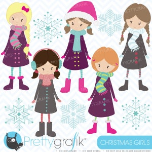 winter christmas girls clipart commercial use, vector graphics, digital clip art, digital images CL443 image 2