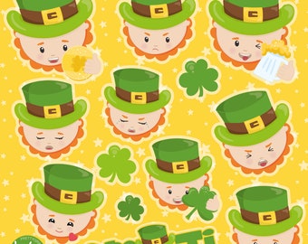 St. Patrick Emojis, clipart, clipart commercial use,  vector graphics,  clip art, digital images - CL1528