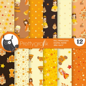 Fall Princesses,  patterns, commercial use, scrapbook papers, background - PS1125