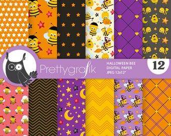 Halloween Bee,  papers, commercial use, scrapbook papers, background - PS1258