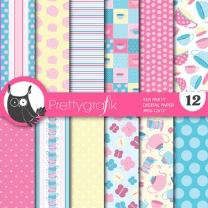 Tea party digital paper, commercial use, scrapbook patterns, background PS648 image 1