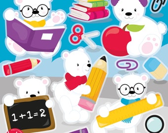 School Bear, clipart, clipart commercial use,  vector graphics,  clip art, digital images - CL1575