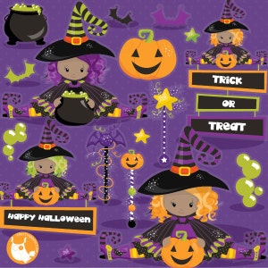 Halloween clipart commercial use, witch clipart vector graphics, witches digital clip art, wand digital images CL1015 image 1