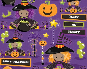 Halloween clipart commercial use, witch clipart vector graphics, witches digital clip art, wand digital images - CL1015