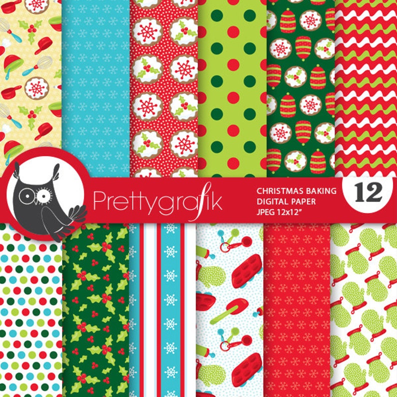 Christmas baking digital paper, commercial use, scrapbook papers, background chevron PS762 image 1