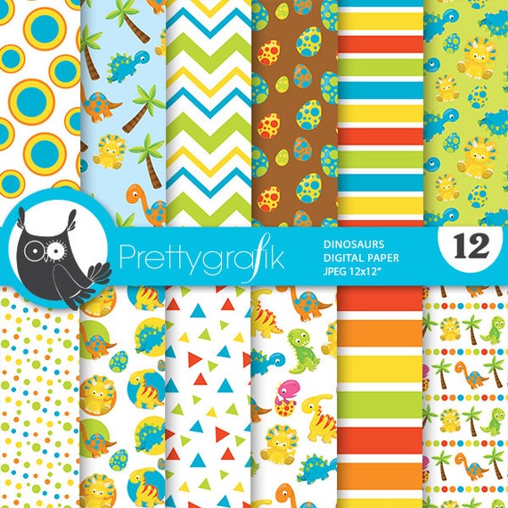 BUY 20 GET 10 OFF - Dinosaurs digital paper, dinosaur scrapbook commercial use, scrapbook papers, background - PS803 Il_570xn