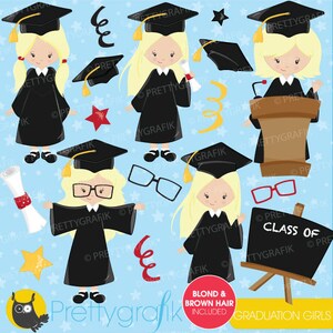 Graduation girls clipart commercial use, vector graphics, digital clip art, digital images CL668 image 2