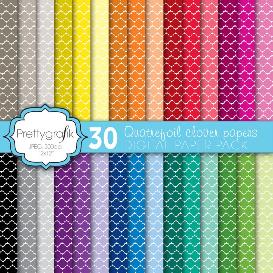 Quatrefoil Clover Digital Paper, Commercial Use, Scrapbook Patterns ...