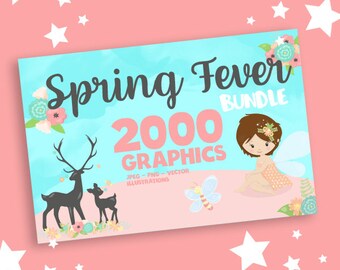 Spring BUNDLE graphic set,  flower clipart commercial use, springtime clipart, floralvector graphics, digital images