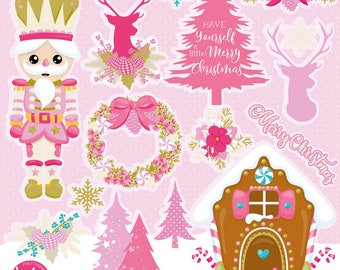 Pink Christmas, clipart, clipart commercial use,  vector graphics,  clip art, digital images - CL1402