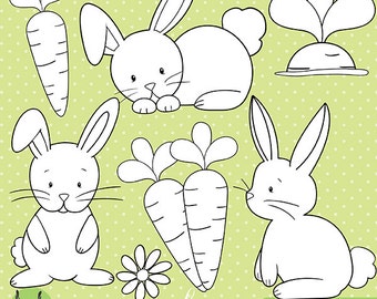 Easter bunny stamps commercial use, graphics, digital clip art, digital images - DS507