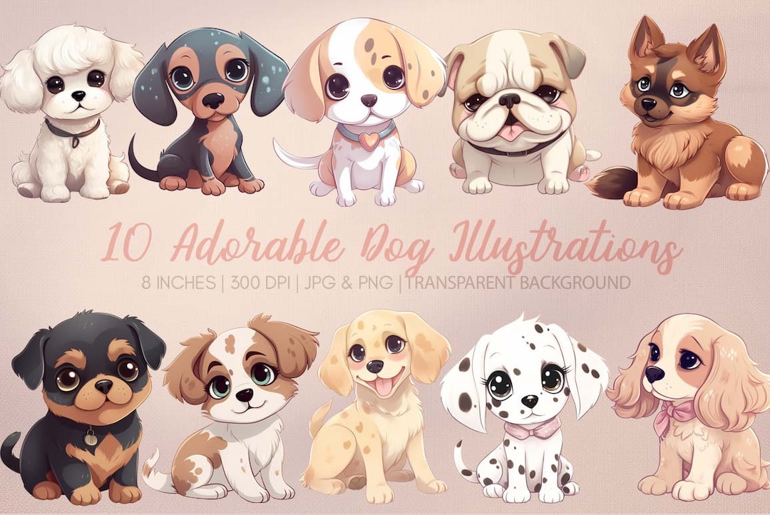 Cute Dog Clipart, Png, Graphics, Printable, Commercial Use, Instant ...