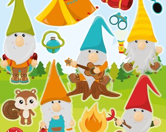 Camping Gnomes, clipart, clipart commercial use,  vector graphics,  clip art, digital images - CL1778