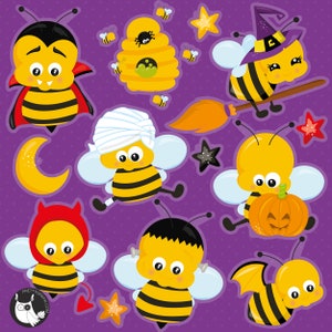 Halloween Bee, clipart, clipart commercial use,  vector graphics,  clip art, digital images - CL1484