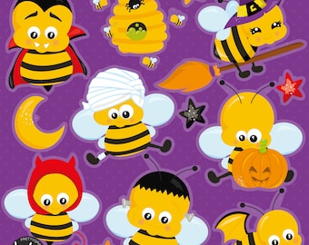 Halloween Bee, clipart, clipart commercial use,  vector graphics,  clip art, digital images - CL1484