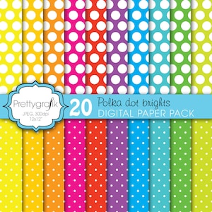 polka dot brights digital paper, commercial use, scrapbook patterns, background PS610 image 1