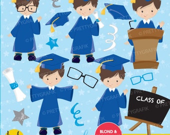 Graduation boys clipart commercial use, vector graphics, digital clip art, digital images - CL667