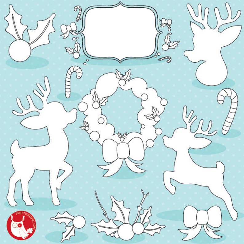 Christmas silhouettes digital stamp commercial use, vector graphics, digital stamp, christmas stamps DS1038 image 1