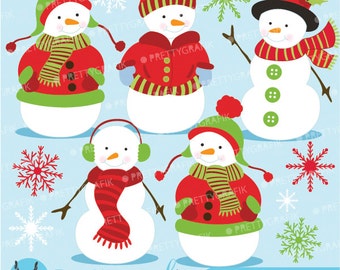 Snowman clipart commercial use, vector graphics, digital clip art, digital images  - CL584