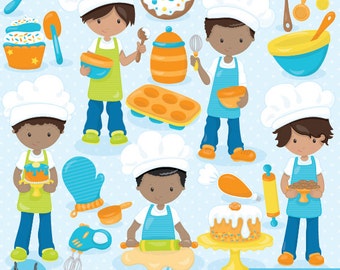 baking boys clipart commercial use, vector graphics, digital clip art, digital images - CL845