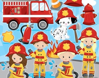 80% OFF SALE Firefighter clipart commercial use, firemen vector graphics, firefight digital clip art, digital images - CL963