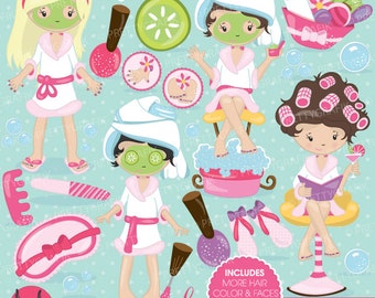 Spa girls clipart for party printables, png, graphics, printable, commercial use, instant download