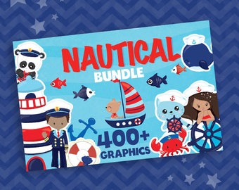 Nautical BUNDLE graphic set,  clipart commercial use, fantasy clipart, vector graphics, digital images