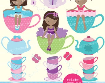 tea party clipart commercial use, vector graphics, digital clip art, digital images - CL544