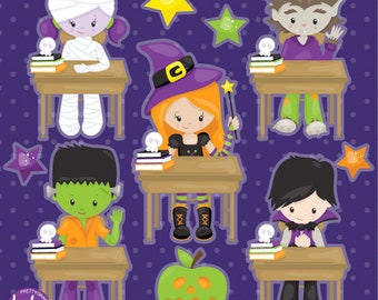 Halloween student clipart, kawaii pumpkins, commercial use, Halloween vector graphics, digital clip art, halloween CL1188