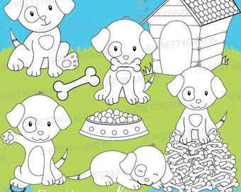 Puppy dog digital stamp commercial use, vector graphics, digital stamp, digital images, airplane - DS528