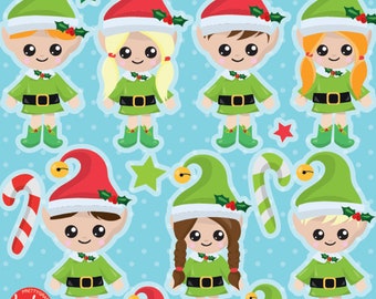 Christmas Elfs  for scrapbooking, commercial use, vector graphics, digital clip art, images, - CL1296