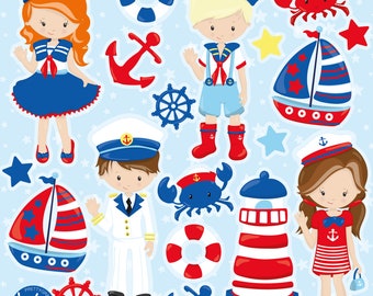 Nautical Kids, clipart, clipart commercial use,  vector graphics,  clip art, digital images - CL1363