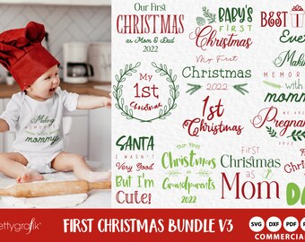 First Christmas V3 graphic set, SVG files, DXF, clipart commercial use,  clipart, vector graphics, digital images, cutting files