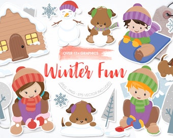 Winter Fun, clipart, clipart commercial use,  vector graphics,  clip art, digital images - CL1674