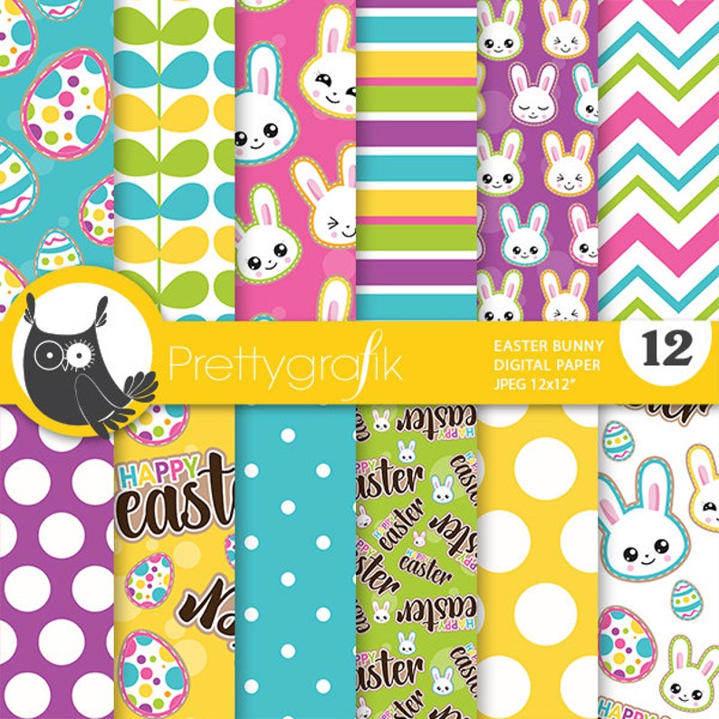 Easter digital paper, commercial use, easter scrapbook patterns, easter background, easter bunny PS850 image 1