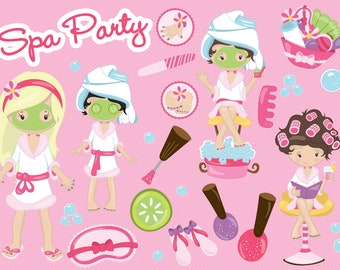 Spa girls clipart for party printables, png, graphics, printable, commercial use, instant download