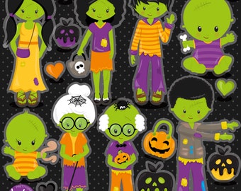 Zombie Family, clipart, clipart commercial use,  vector graphics,  clip art, digital images - CL1808