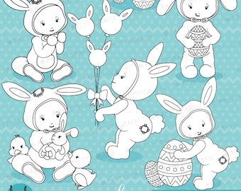 easter babies digital stamp commercial use, vector graphics, digital stamp, digital images - DS645