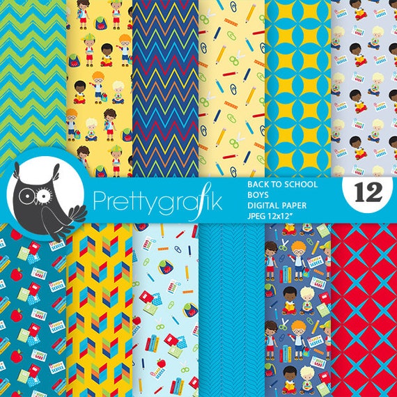 Back to School Boys, patterns, commercial use, scrapbook papers