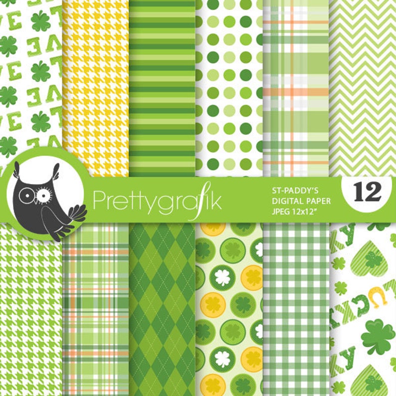 St-patrick's paper digital patterns, commercial use, scrapbook papers, background PS699 image 1