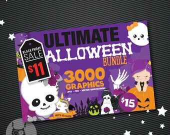 Ultimate Halloween BUNDLE graphic set,  Halloween clipart commercial use, fall clipart, vector graphics, digital images