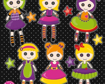 Halloween Rag Dolls, clipart, clipart commercial use,  vector graphics,  clip art, digital images - CL1818