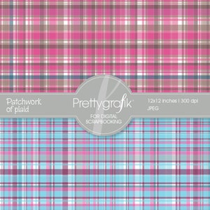 plaid digital paper, commercial use, scrapbook patterns, background PS508 image 2