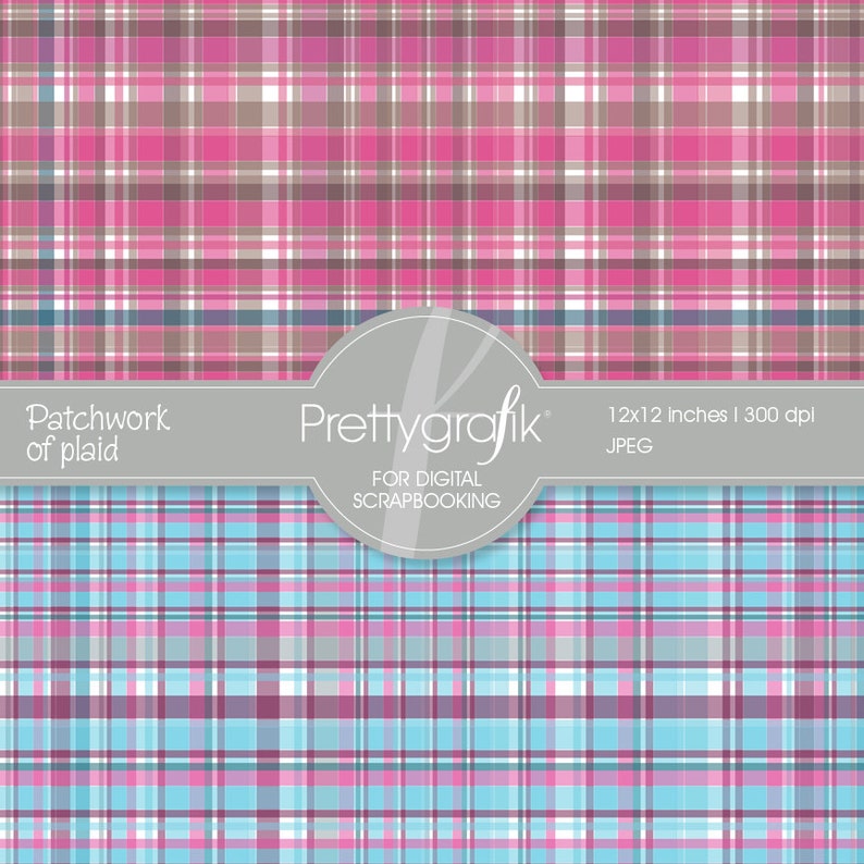 plaid digital paper, commercial use, scrapbook patterns, background PS508 image 2