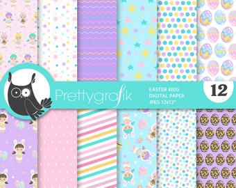 Easter kids digital paper, commercial use, scrapbook patterns, background - PS998