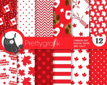 Canada Day digital patterns, commercial use, scrapbook papers, background  - PS728